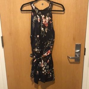 Navy blue floral romper